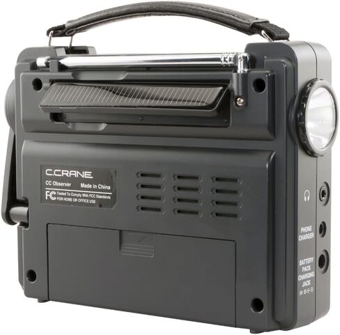 C. Crane CC Solar Observer Wind Up Solar Emergency Crank Radio مع AM وFM وNOAA للطقس، ومصباح LED مدمج وشاحن للهاتف المحمول in Kuwait