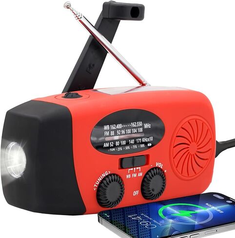 Emergency Hand Crank Radio with LED Flashlight for Emergency, AM/FM NOAA Portable Weather Radio with 5000mAh Power Bank Phone Charger, USB Charged & Solar Power for Camping, Emergency (Army Green) in Saudi Arabia