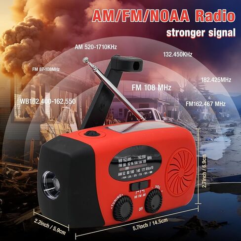 Emergency Hand Crank Radio with LED Flashlight for Emergency, AM/FM NOAA Portable Weather Radio with 5000mAh Power Bank Phone Charger, USB Charged & Solar Power for Camping, Emergency (Army Green) in Saudi Arabia