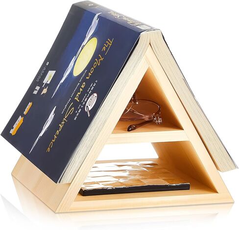 Wooden Triangle Book Stand 7 x 7 x 6 Inch Book Holder for Page Rest Book Place Holder Stand Functional Triangle Bookshelf for Bedroom Office Library or Table Centerpiece Decor for Book Lover in Saudi Arabia