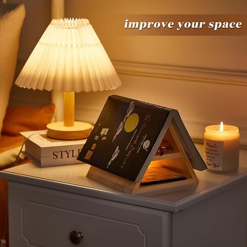 Wooden Triangle Book Stand 7 x 7 x 6 Inch Book Holder for Page Rest Book Place Holder Stand Functional Triangle Bookshelf for Bedroom Office Library or Table Centerpiece Decor for Book Lover in Saudi Arabia