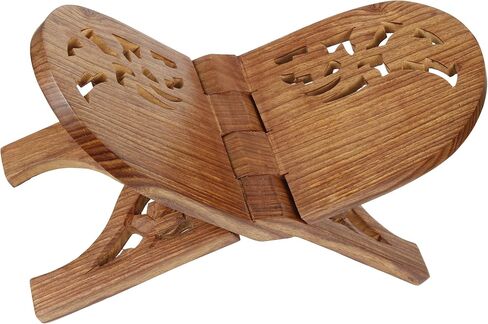 Christmas Gifts Hand Carved Wooden Quran Book Holder Rihal Religious Book Holder Folding Book Stand Antique Gift for Book Reading Lovers Vintage Style Bookrest for Hands Free Reading in Saudi Arabia