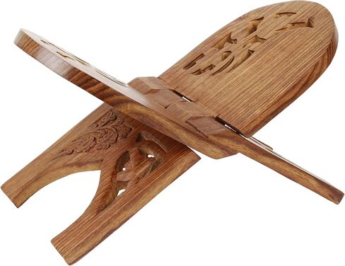 Christmas Gifts Hand Carved Wooden Quran Book Holder Rihal Religious Book Holder Folding Book Stand Antique Gift for Book Reading Lovers Vintage Style Bookrest for Hands Free Reading in Saudi Arabia