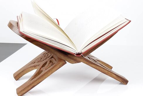 Christmas Gifts Hand Carved Wooden Quran Book Holder Rihal Religious Book Holder Folding Book Stand Antique Gift for Book Reading Lovers Vintage Style Bookrest for Hands Free Reading in Saudi Arabia