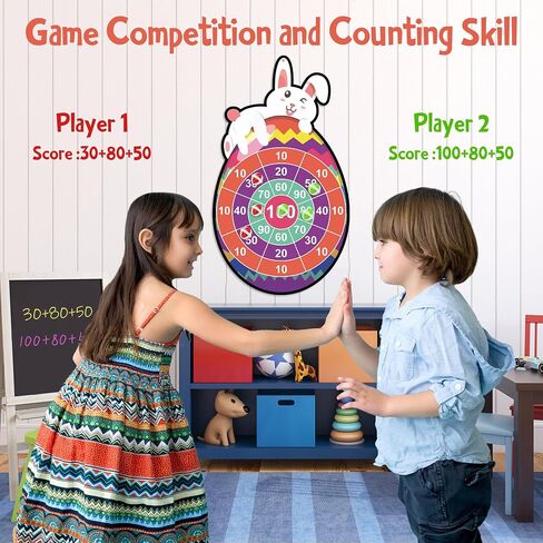 Toys for Kids 3-5, Large Dart Board for Kids Dartboards with 12 Velcro Sticky Balls Easter Basket Stuffers Birthday Gifts Toys for Boy Girl 4-8 Years Old Easter Birthday Party Favor in Saudi Arabia