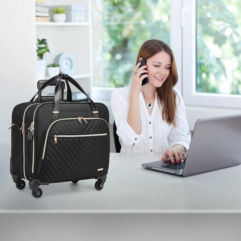 حقيبة كمبيوتر محمول متدحرجة للنساء بعجلات دوارة، حقيبة كمبيوتر متدحرجة مقاس 15.6 بوصة، حقيبة دفل للنساء أثناء السفر والعمل in Kuwait