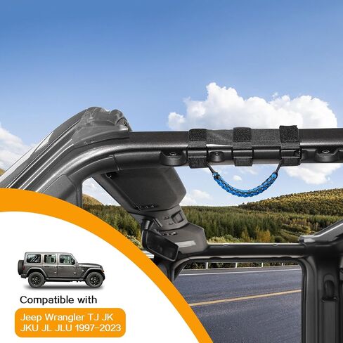 Hoolcar 4 × مقابض قضبان دوارة مقابض باراكورد متوافقة مع 1955-2023 Jeep Wrangler YJ TJ JK JKU JL JLU & Gladiator JT، أسود وأبيض، ملحقات داخلية in Kuwait