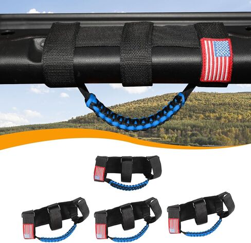 Hoolcar 4 × مقابض قضبان دوارة مقابض باراكورد متوافقة مع 1955-2023 Jeep Wrangler YJ TJ JK JKU JL JLU & Gladiator JT، أسود وأبيض، ملحقات داخلية in Kuwait