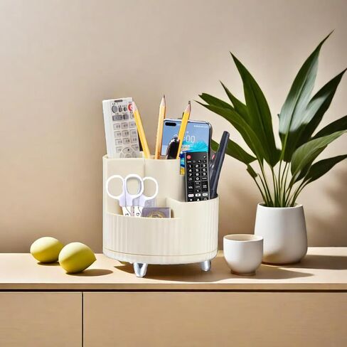 منظم مكتب BLIENCE، 5 فتحات 360 حامل للتحكم عن بعد للتلفزيون / العلبة، كوب قلم رصاص مقطوع، حامل قلم للطاولة، صندوق تخزين اللوازم الفنية للقرطاسية، مشغل الوسائط، أجهزة التحكم في السخان، المنزل، المكتب in Kuwait