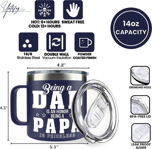 Father's Day Gifts for Dad, Papa from Daughter Son - Papa Gifts - Dad Gifts from Daughter Son - Presents for Dad - Dad Birthday Gift - Gifts for Grandpa - Papa Mug - Dad Mug 14oz, Navy in Saudi Arabia