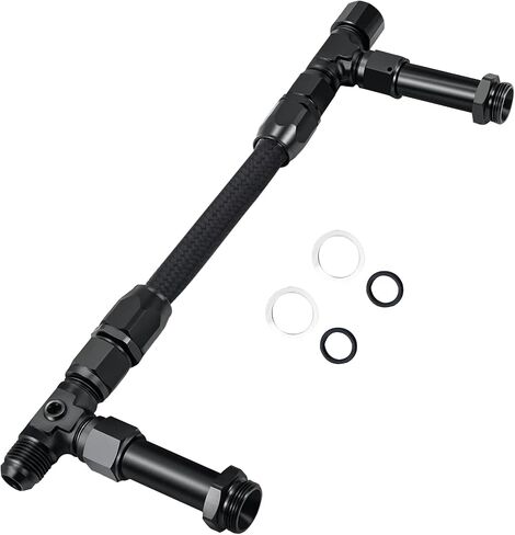8AN 4150 Carburetor Dual Feed Fuel Line Kit, Universal 7/8" Aluminum Alloy Braided Dual Inlet Fuel Line Kit Fit for Holley 4150 Carburetor Automotive Replacement - Black in Saudi Arabia