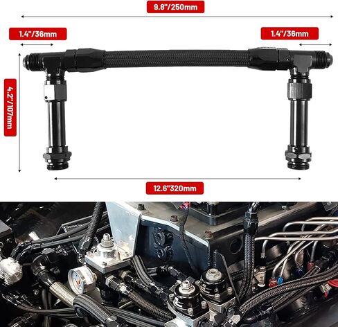 8AN 4150 Carburetor Dual Feed Fuel Line Kit, Universal 7/8" Aluminum Alloy Braided Dual Inlet Fuel Line Kit Fit for Holley 4150 Carburetor Automotive Replacement - Black in Saudi Arabia
