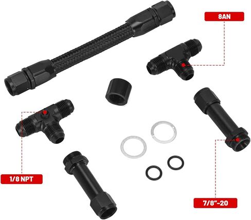 8AN 4150 Carburetor Dual Feed Fuel Line Kit, Universal 7/8" Aluminum Alloy Braided Dual Inlet Fuel Line Kit Fit for Holley 4150 Carburetor Automotive Replacement - Black in Saudi Arabia
