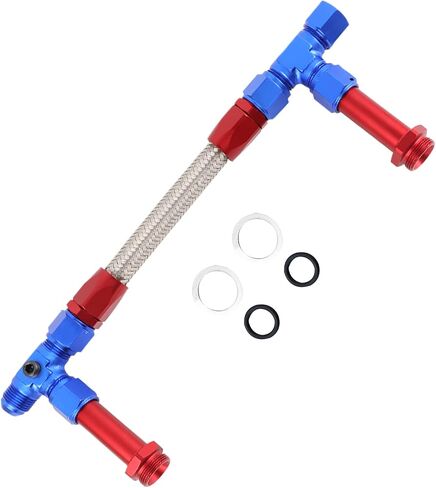 8AN 4150 Carburetor Dual Feed Fuel Line Kit, Universal 7/8" Aluminum Alloy Braided Dual Inlet Fuel Line Kit Fit for Holley 4150 Carburetor Automotive Replacement - Black in Saudi Arabia