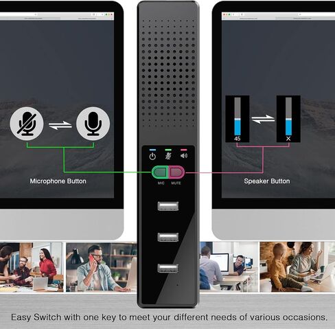 3 in 1 Computer Speaker with Microphone, USB Powered PC Speakers for Smart Home Office and Online Study,Portable and External Computer Speakers with Hubs,Plug &Play. in Saudi Arabia