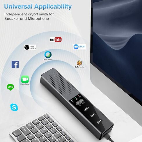 3 in 1 Computer Speaker with Microphone, USB Powered PC Speakers for Smart Home Office and Online Study,Portable and External Computer Speakers with Hubs,Plug &Play. in Saudi Arabia