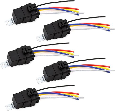 24VDC 30APM Waterproof Relay with Harness, 5 Pack 5-PIN SPDT Automotive Relay Replacement for Automotive Truck Boat Electric Wiring in Saudi Arabia