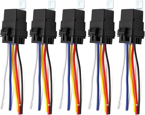 24VDC 30APM Waterproof Relay with Harness, 5 Pack 5-PIN SPDT Automotive Relay Replacement for Automotive Truck Boat Electric Wiring in Saudi Arabia