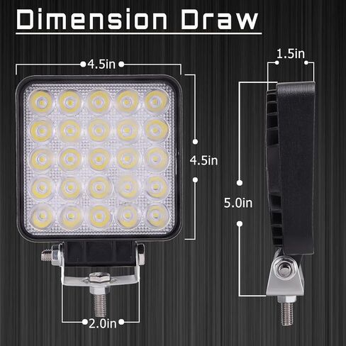 LED Work Lights for Truck Tractor, 75W 7000lm 4 Inch Square LED Light Pods Cube Waterproof LED Off-Road Light Bar for Car Boat ATV UTV RV Golf Cart Lawn Mower 12V 24V,10Pack in Saudi Arabia