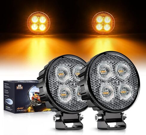 Nilight 2PCS 3Inch 12W Amber Round LED Yellow Work Pods Driving Light 90° Flood Beam Built-in EMC Offroad Side Fog Lights for Tractor Truck Motorcycle Boat SUV ATV UTV in Saudi Arabia