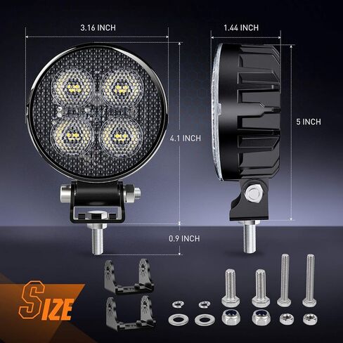 Nilight 2PCS 3Inch 12W Amber Round LED Yellow Work Pods Driving Light 90° Flood Beam Built-in EMC Offroad Side Fog Lights for Tractor Truck Motorcycle Boat SUV ATV UTV in Saudi Arabia