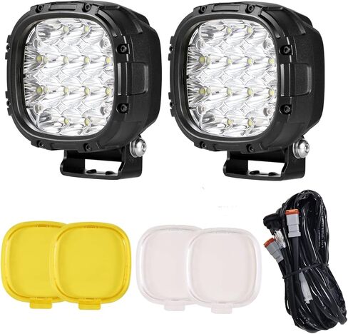 أضواء الطرق الوعرة LED الدائرية من BIGLIONX مقاس 7 بوصة 2 قطعة 210 وات 32000 لومن LED أضواء الطرق الوعرة فائقة السطوع العنبر أضواء الطرق الوعرة بقعة أضواء القيادة مع تسخير الأسلاك IP68 للشاحنات بيك اب ATV UTV SUV in Kuwait