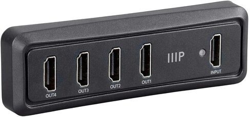 موزع HDMI Monoprice 4K Mini 1x4 - 10.2 جيجابت في الثانية، 4K@30 هرتز، 1080p@120 هرتز، 12 بت لكل قناة، أسود - سلسلة Blackbird in Kuwait