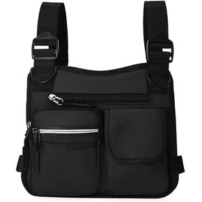 MiOYOOW Sports Chest Bag, Waterproof Running Vests Bag Chest Vest Holster with Reflective Strip for Running Hiking Cycling Fishing Travel