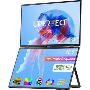 UPERFECT Delta 23.8" 100Hz Portable Dual Monitor for Laptop Screen Extender, 1080P HDR 360° Folding Stacked Triple Monitor with Stand & VESA for Laptop PC Phone Game Console (No Driver Needed)