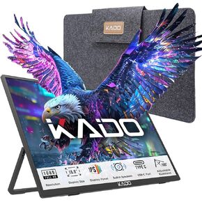 Kado Portable Monitor 15.6'' FHD 1080p, USB-C HDMI Gaming Monitor Ultra-Slim IPS Display Built-in Speakers, External Monitor 180° Kickstand Wall/Arm Mount for Laptop PC Phone Mac Xbox PS4/PS5 Switch