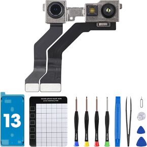 for iPhone 13 Front Facing Camera Replacement OEM Front Camera 12MP Facing Lens Module Fix Transmitter Light Receiver Connector Repair Fix Tools Kit A2631 A2633 A2634 A2635 A2482