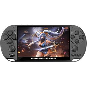 JXD Multifunctional Video Game Console 5.1 inch 7500 Free Retro Games Handheld Game Console Portable Pocket Children's Game Player Mini Arcade Emulator Device mp3/4 Holiday(Black)