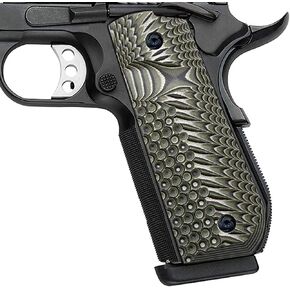 Guuun 1911 Grips G10, Full Size Government Grips, Bobtail Round Butt Cut, Eagle Wing Golf Texture
