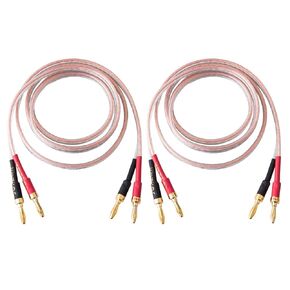 1 Pair 13AWG Audiophile Grade Speaker Wire with pre-Connected Dual Gold Plated Banana Plug Tips - Oxygen-Free Copper (OFC) Construction (3M(9.9FT))