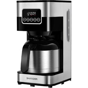 SHARDOR Programmable Coffee Maker with Thermal Carafe, Drip Coffee Machine with Timer, 8-Cup Coffee Pot with Pause & Serve, Regular & Strong Brew, Auto Shut Off, Touch-Screen, Black & Stainless Steel