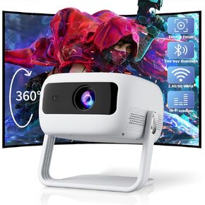 [360°Adjustable Stand] Mini Projector with WiFi and Bluetooth: Electric Focus & Auto Keystone 1080p Supported, 15000L,Multi-Device Compatible Outdoor Phone Projector - Visulapex Portable Home Theater
