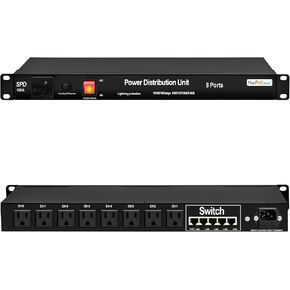 1U PDU Rackmount Power Strip - Surge Protector, 8 NEMA 5-15R 15A Outlets, w/5-Port Gigabit Ethernet Switch,100-250V 15A 3600 Joules, SPD-10KA, 6ft Cord, ETL Listed, by ThePoEstore