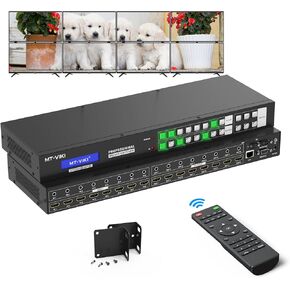 MT-VIKI 4K Seamless HDMI Matrix Switch 8X8 with Web GUI & 3.5mm Audio Stereo, HDMI Video Wall Controller 2X4 4X2, Support WEB/RS232/Button/LAN/APP/IR Remote Control