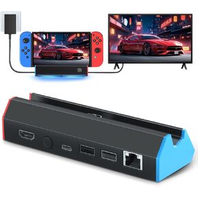 for Nintendo Switch Dock,Portable TV Docking Station for Switch OLED with LAN PORT/4K HDMIPort,Replacement for Official Switch Charging Dock Charger Base Stand(1000Mbps Ethernet Port)