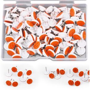 100pcs Reflective Tacks for Trail Marking, Box Package Reflective Trail Tacks Thumb Tacks Glow in The Dark Tacks Tree Markers for Hunting Camping Hiking Survival Outdoors(Orange)