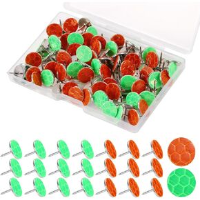 100pcs Reflective Tacks Trail Marking Tacks, Glow Tacks Reflective Trail Markers Hunting Reflector Tacks Mark Trail Reflective Thumb Tacks for Hunting Hiking Camping Tree Stand(Orange & Green)