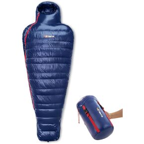 Lightweight Down Mummy Sleeping Bag with 650-FP Duck Down, Ideal for Camping and Backpacking, Durable Ripstop Nylon, Comfortable Footbox, 20°F, 2024