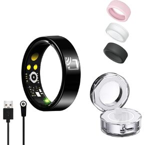 Smart Ring for Men Women, Health Tracker Wearable, IP68 Waterproof Fitness ring, Sleep rings With Charging Case And Ring Protector, Remote Photography, Family Care, No App Fees Exercise Monitor (11#)