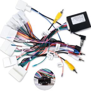 16 PIN Car Radio Stereo Wiring Harnesses with CANBUS - Aftermarket Cable Wire Adapter for Toyota Corolla Camry RAV4 Prado Highlander Sienna, Support JBL/Backup Camera/SWC