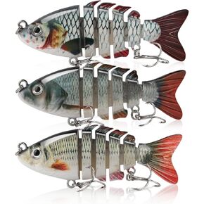 3 PCS Bass Fishing Lure Kit, Fishing Tackle Kit for Adults, Fishing Tool Kit Soft Plastic, Fish Bites Saltwater Bait with Multi Jointed, Men's Fishing Lure Gear Set Gifts