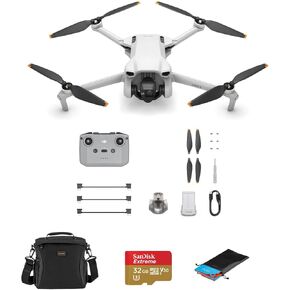 DJI Mini 3 Drone with RC-N1 Remote Controller Bundle with 32GB microSD Card, Shoulder Bag, Landing Pad