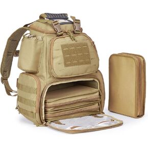 Tactical Range Pistol Backpack with 3 Pistol Cases, Gun Backpack with Rain Cover for Shooting and Hunting