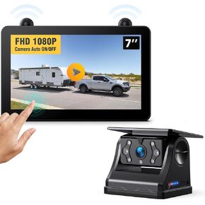 Magnetic Solar Wireless RV Backup Camera, 1080P 7" Touchscreen IPS Monitor & 2 Auto On Off Rear View Cameras, 1 Min Setup Night Vision Recording Guidelines, Back up Camera for Trailer Truck M7 2
