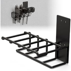 4 Pistol Rack Wall Mount - Heavy Duty Steel with Vinyl Coating, Hand Gun Wall Mount Rack, 4 Slot Pistol Holder for Wall, Shelf and Cabinet, Gun Safe Pistol Holder fits Most Handgun and Revolver, Black