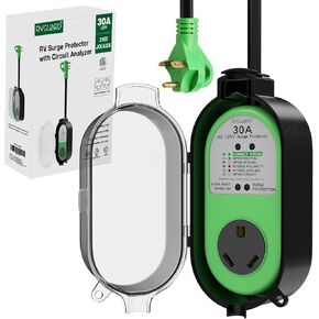 RVGUARD RV Surge Protector 30 Amp, 2100 Joules Surge Protection with Weatherproof Cover, All-in-one Circuit Analyzer with LED Indicator, Designed for RV, Camper, Travel Trailer，ETL Listed